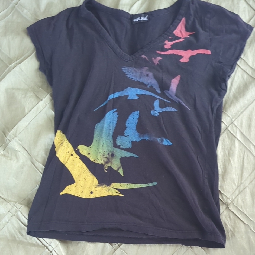 Wet Seal Black Top with Colorful Design